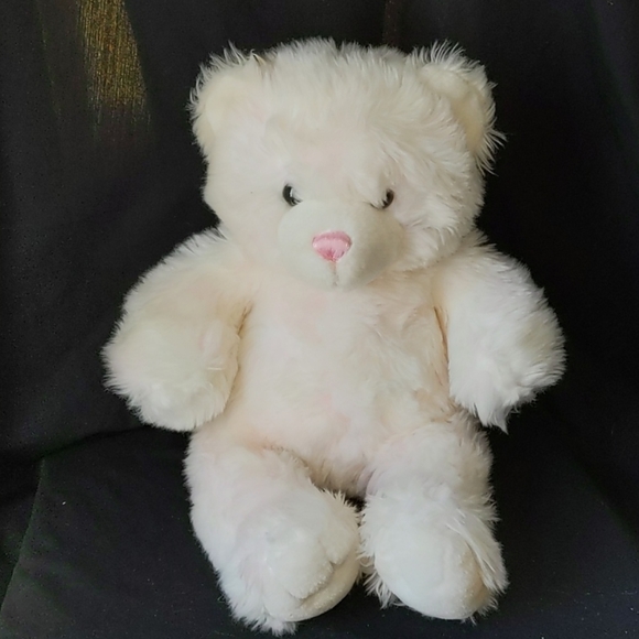 BuildABear White Teddy Bear with Pink Undertones